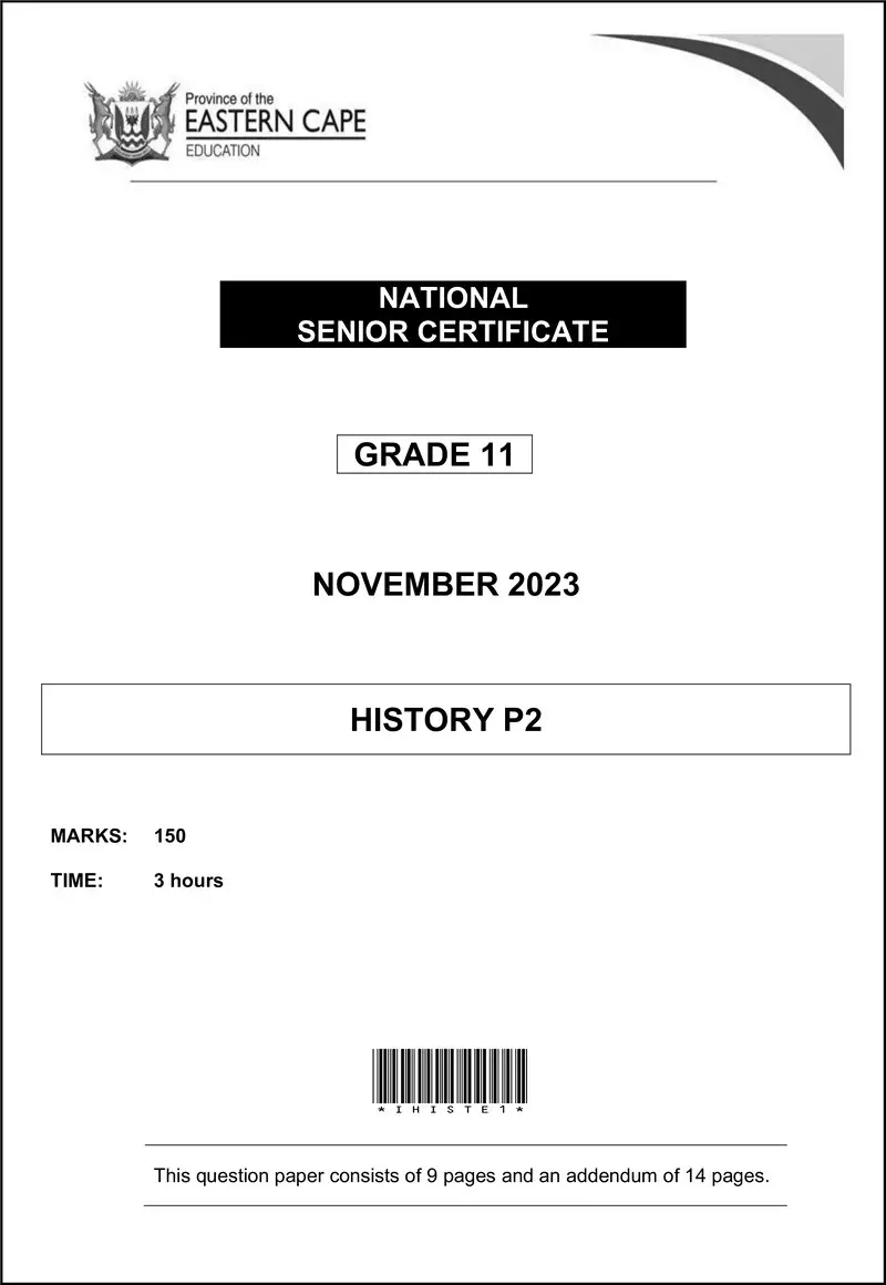 Grade 11 History past paper 2023 – history p2 gr11 qp nov2023 eng d 1