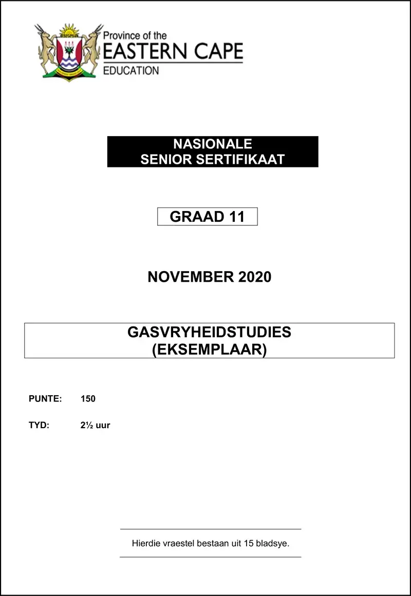 Grade 11 Gasvryheidstudies past paper 2020 – hospitality studies qp gr11 nov2020 afr