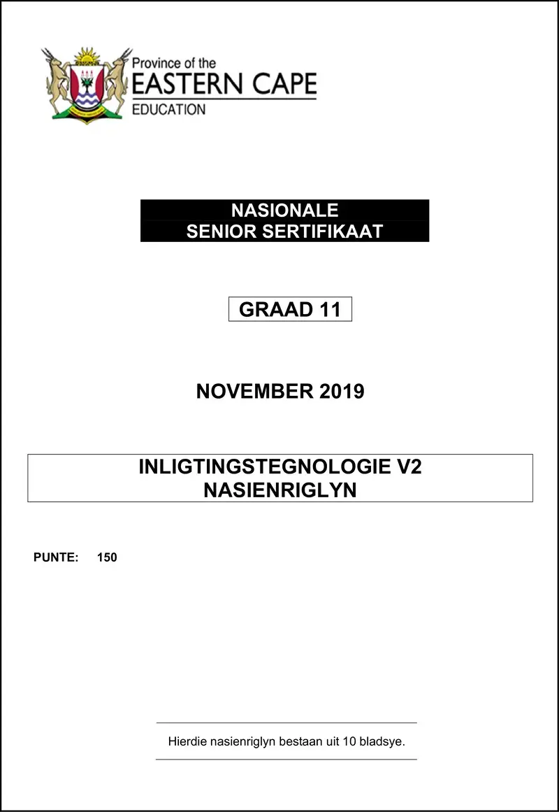 Grade 11 Ontwerp past paper 2019 – info tech p2 gr11 memo november 2019 afr