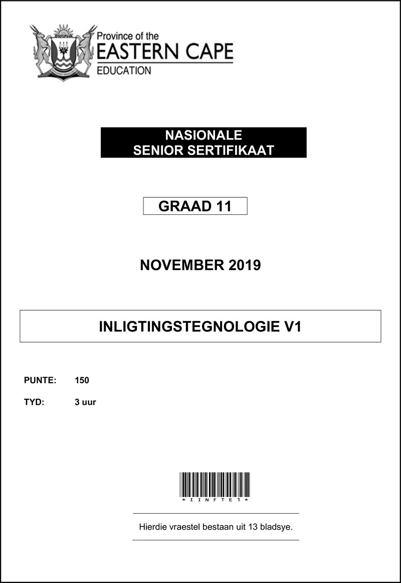 Grade 11 Inligtingstegnologie past paper 2019 – it p1 qp gr11 nov 2019 afr d