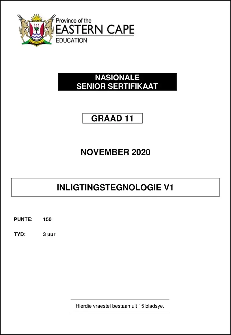 Grade 11 Inligtingstegnologie past paper 2020 – it p1 qp gr11 nov2020 afr