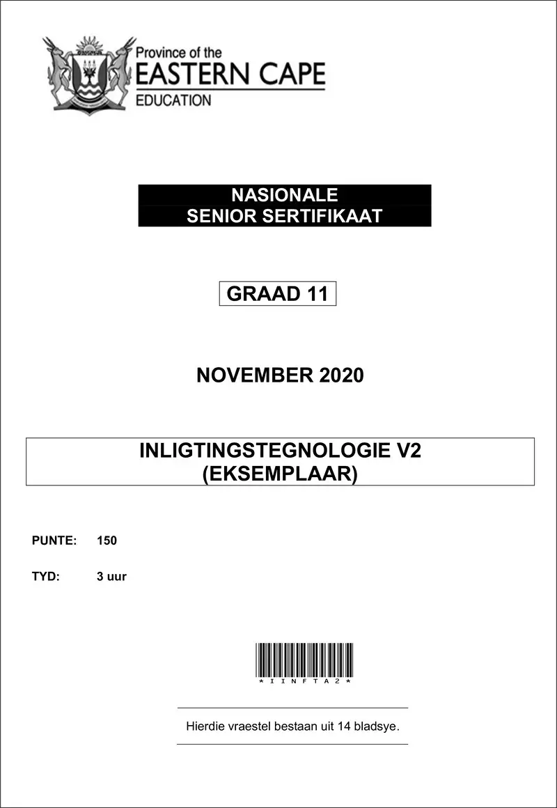 Grade 11 Inligtingstegnologie past paper 2020 – it p2 gr11 qp memo nov2020 afr d