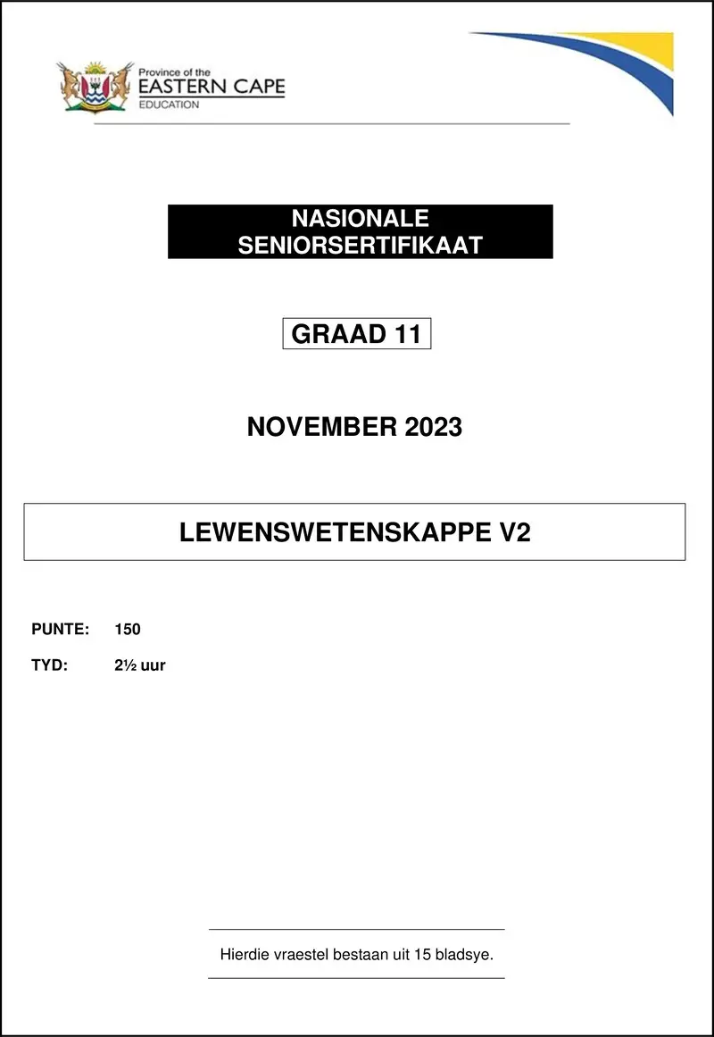 Grade 11 Life Sciences past paper 2023 – life sciences p2 gr11 qp nov 2023 afr