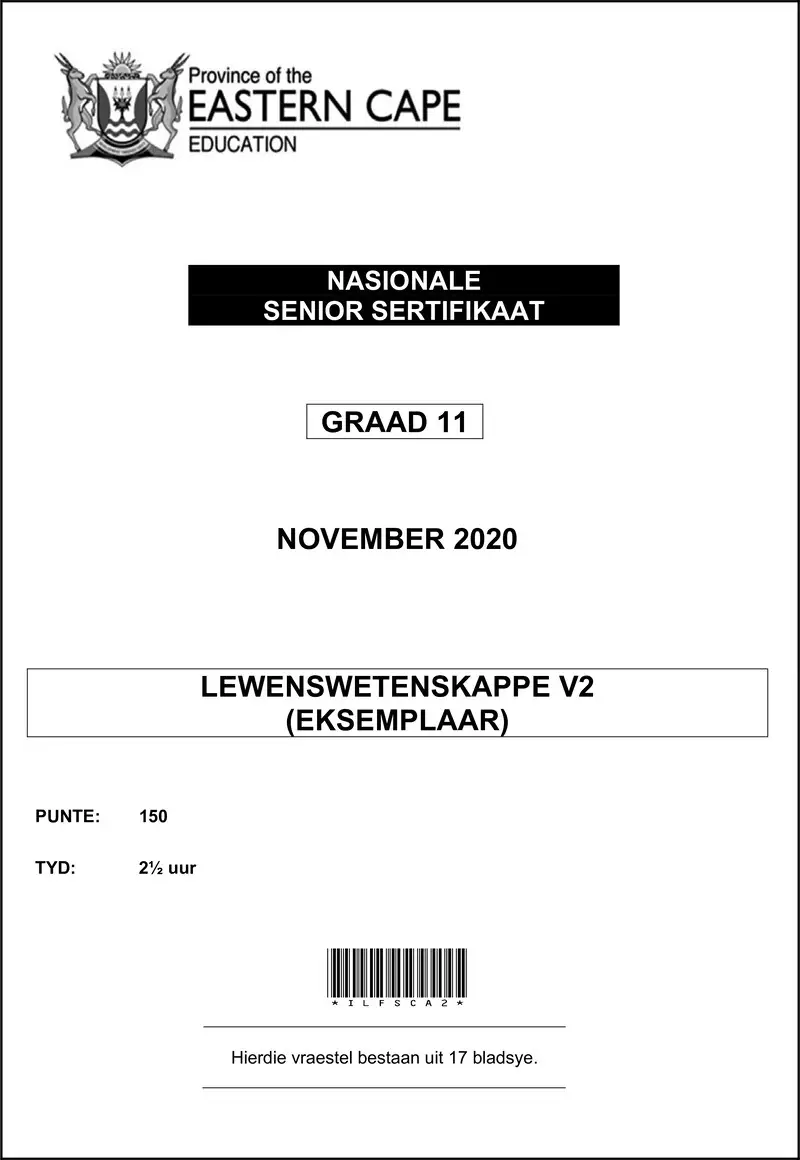 Grade 11 Life Sciences past paper 2020 – life sciences p2 qp gr11 nov2020 afr d