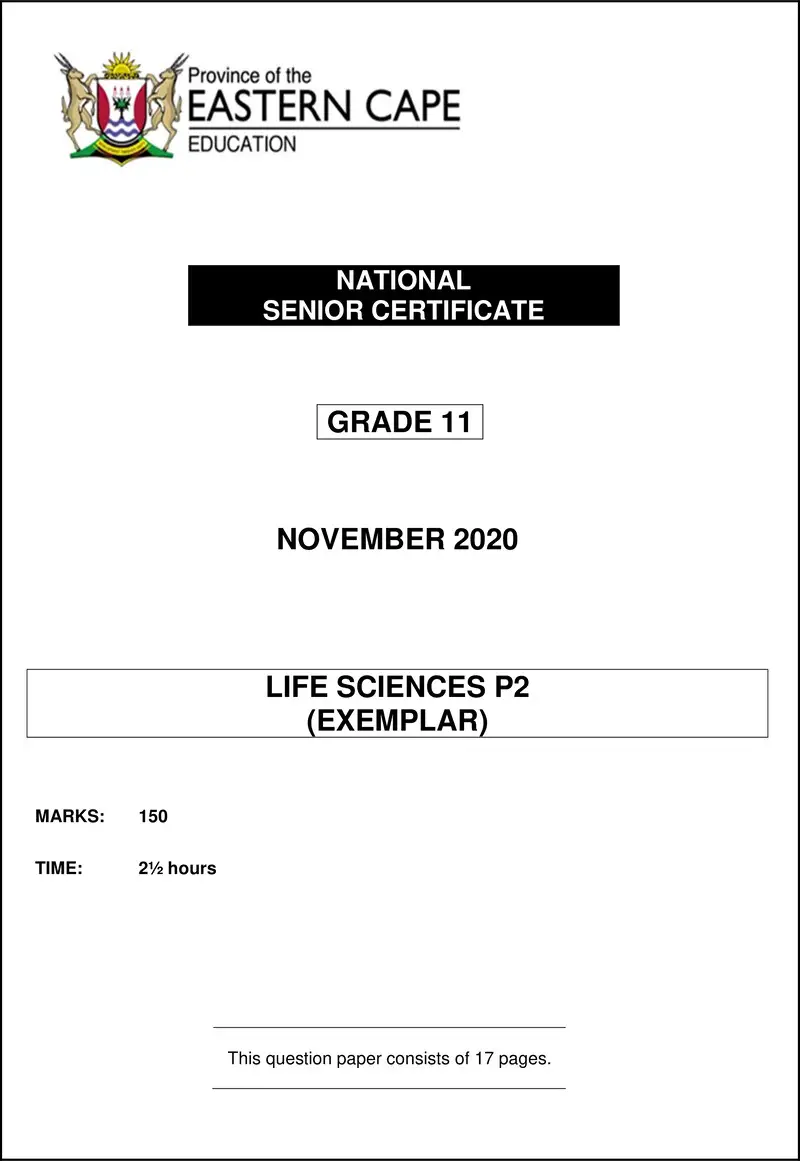 Grade 11 Life Sciences past paper 2020 – life sciences p2 qp gr11 nov2020 eng