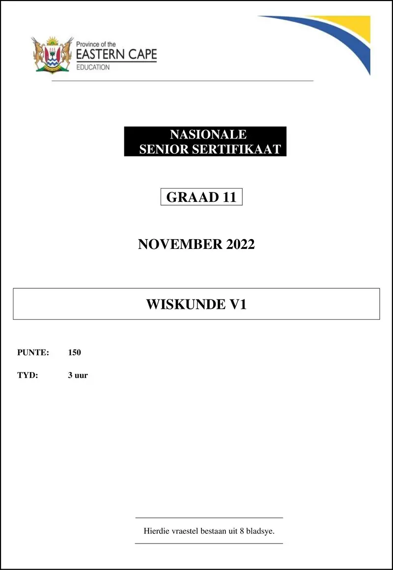 Grade 11 Mathematics past paper 2022 – mathematics p1 qp gr11 nov2022 afr