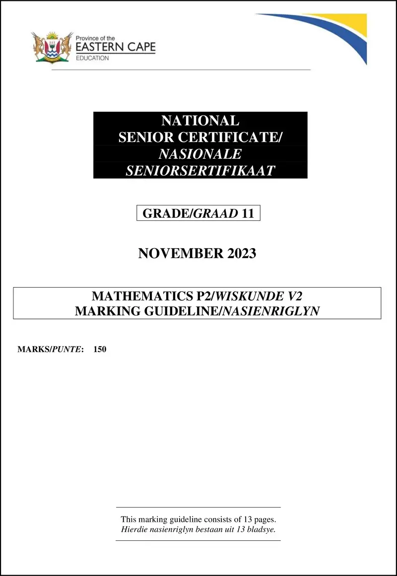Grade 11 English past paper 2023 – maths p2 memo gr11 nov 2023 afri english