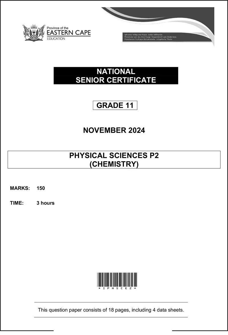 Grade 11 Physical Sciences past paper 2024 – physical sc p2 qp gr11 nov 2024 eng d