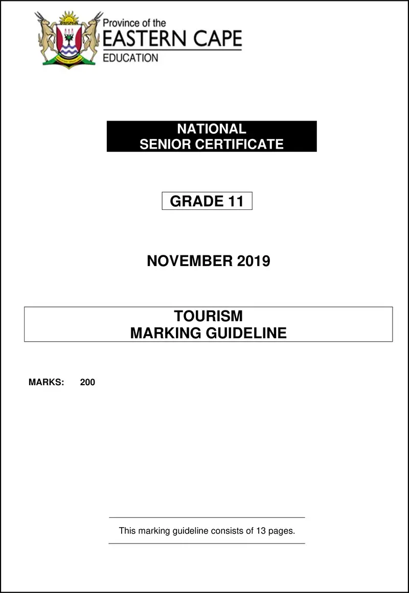 Grade 11 Tourism past paper 2019 – tourism memo gr11 nov2019 eng