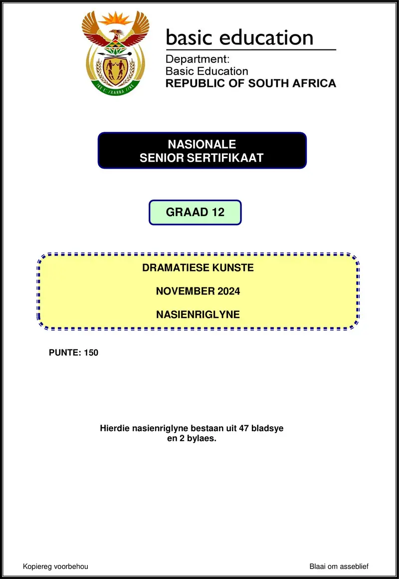 Grade 12 Dramatic Arts past paper 2024 – dramatic arts nov 2024 mg afr gr12