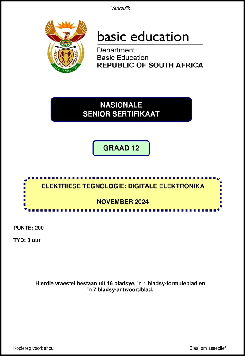 Grade 12 Electrical Technology past paper 2024 – electrical technology nov 2024 digital afr gr12