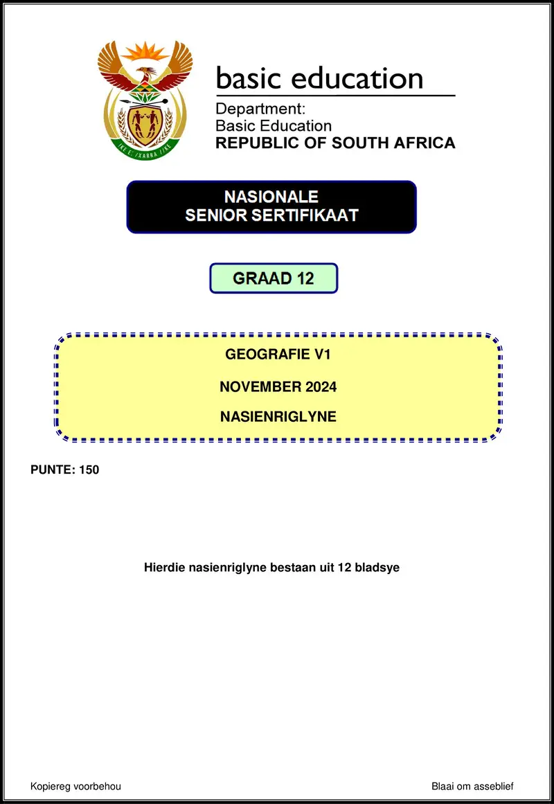 Grade 12 Geography past paper 2024 – geography p1 nov 2024 mg afr gr12