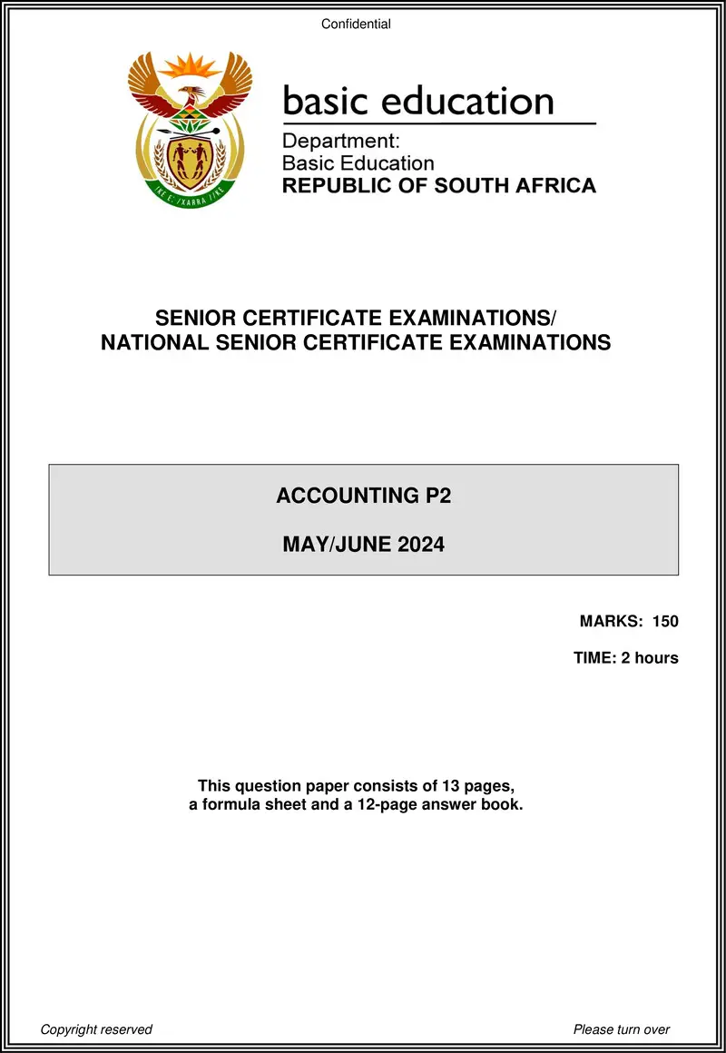 Grade 12 Accounting past paper 2024 – accounting p2 may june 2024 eng gr12