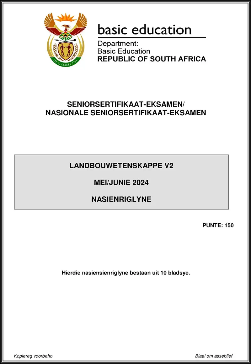 Grade 12 Agricultural Sciences past paper 2024 – agricultural sciences p2 may june 2024 mg afr gr12