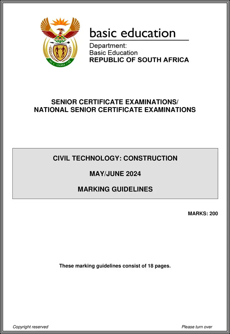 Grade 12 Civil Technology past paper 2024 – civil technology may june 2024 construction mg eng gr12