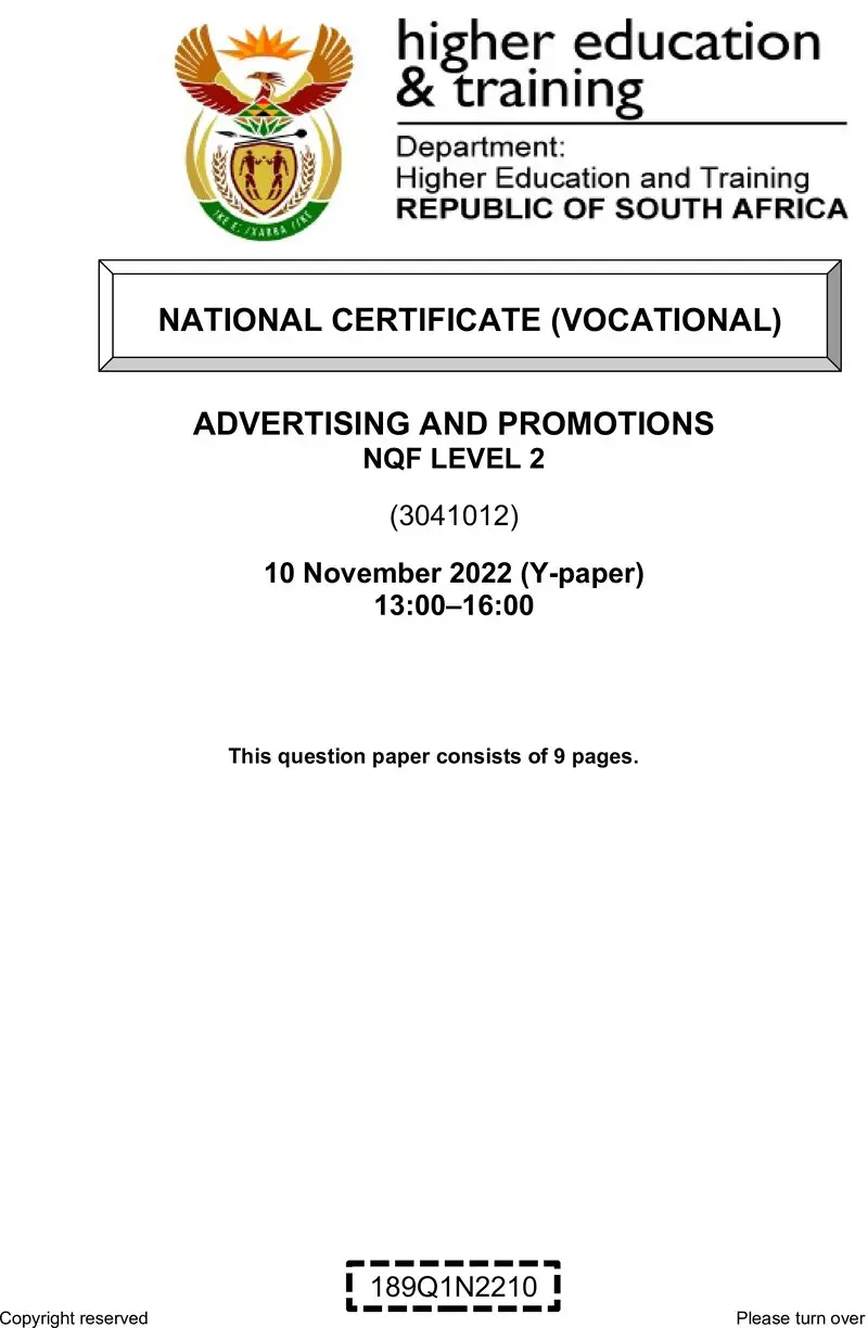 Nc20 Advertising And Promotions L2 Nov QP 2022 Moller preview