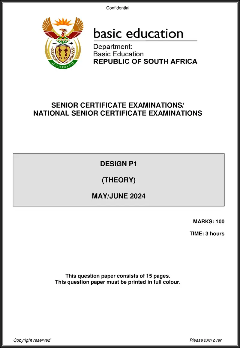 Grade 12 Design past paper 2024 – design p1 may june 2024 eng gr12