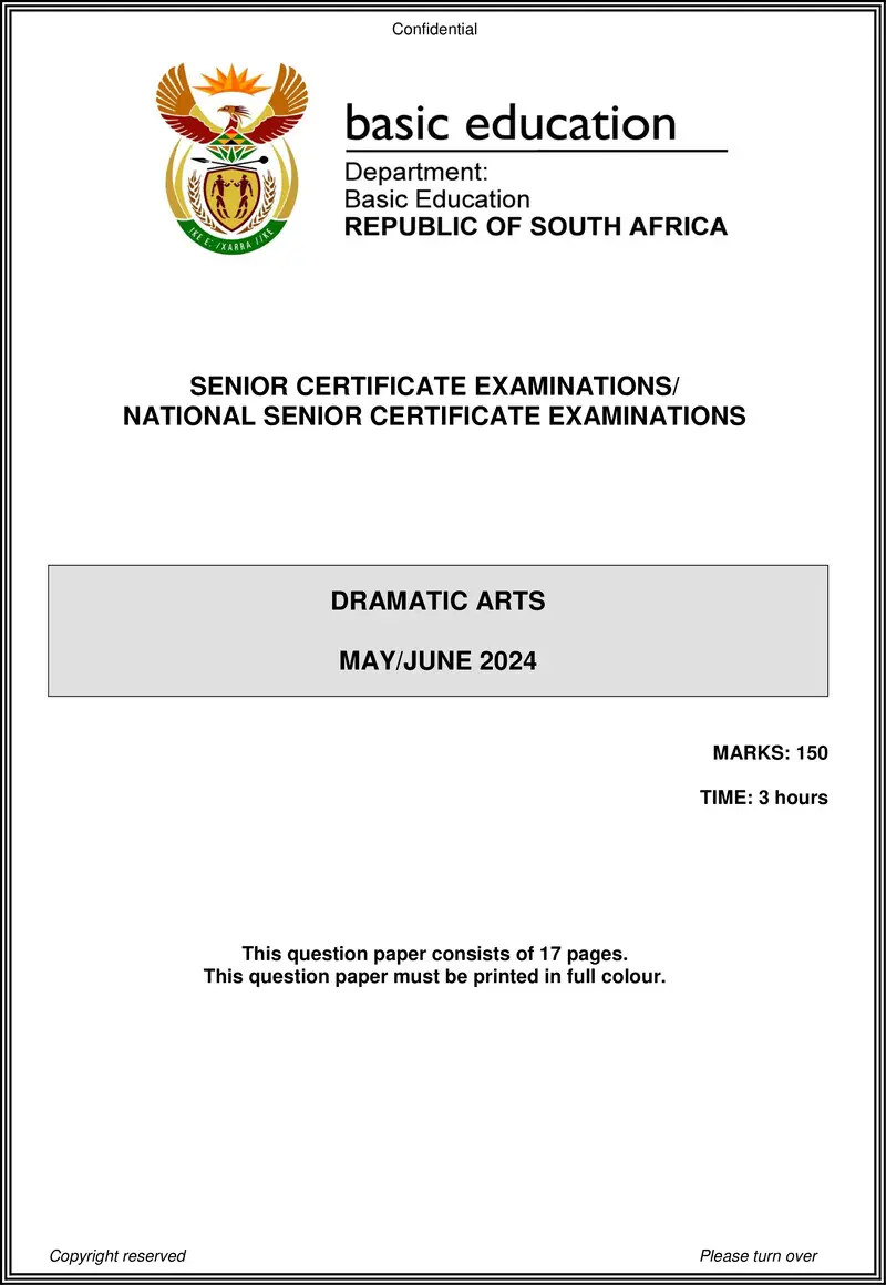 Grade 12 Dramatic Arts past paper 2024 – dramatic arts may june 2024 eng gr12