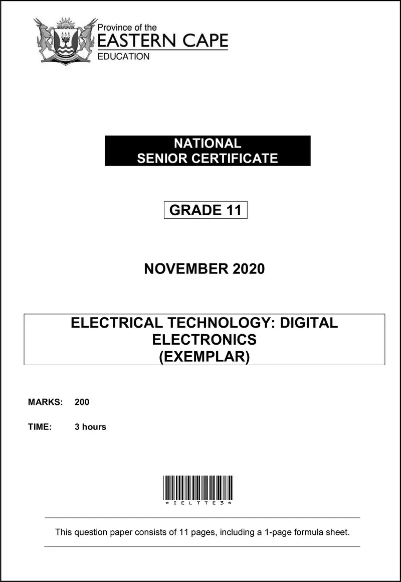 Grade 12 Electrical Technology past paper 2020 – electrical tech qp digital nov2020 eng d gr12