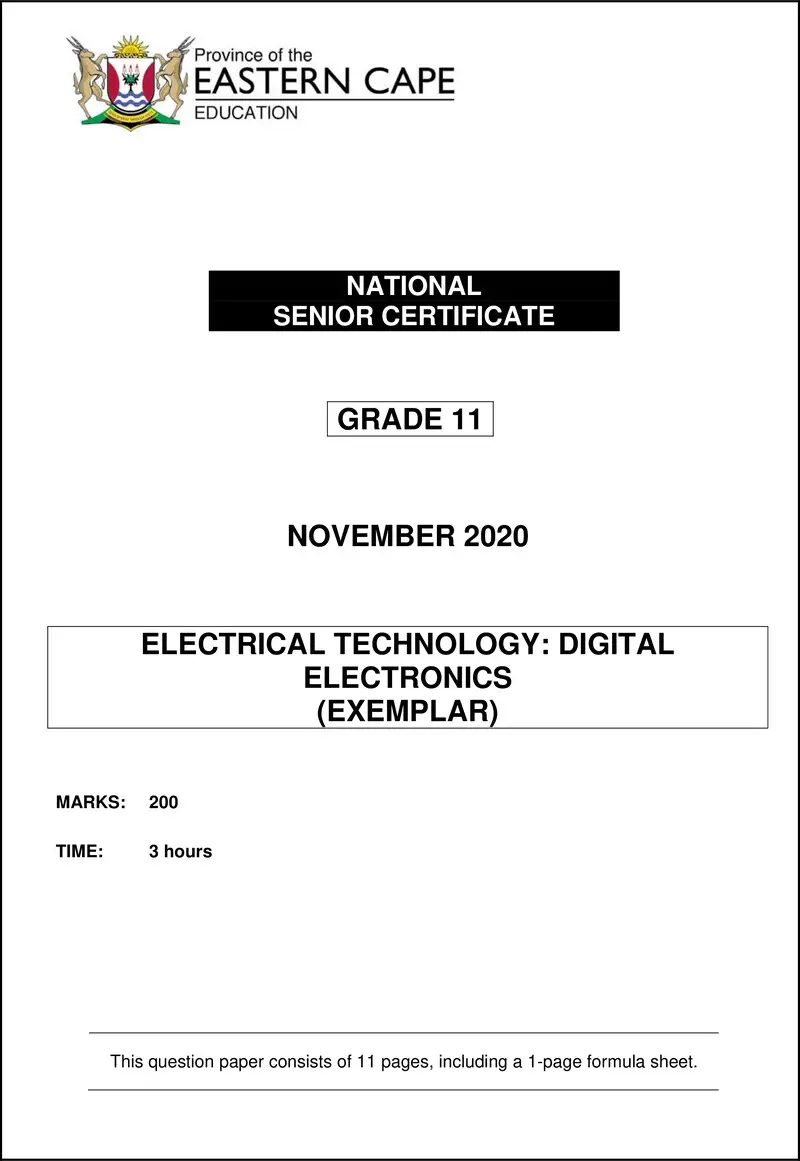 Grade 12 Electrical Technology past paper 2020 – electrical tech qp digital nov2020 eng gr12