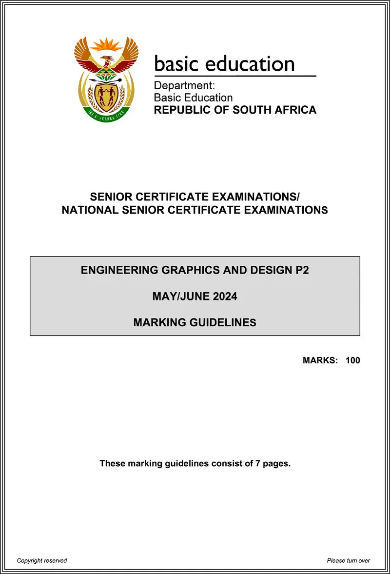 Grade 12 Design past paper 2024 – engineering graphics design p2 may june 2024 mg eng gr12