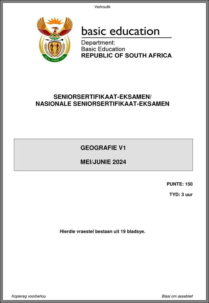Grade 12 Geography past paper 2024 – geography p1 may june 2024 afr gr12