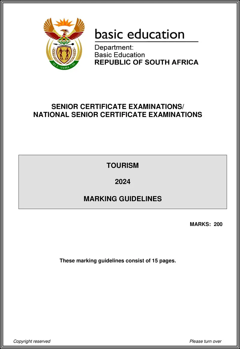 Grade 12 Tourism past paper 2024 – tourism may june 2024 mg eng gr12