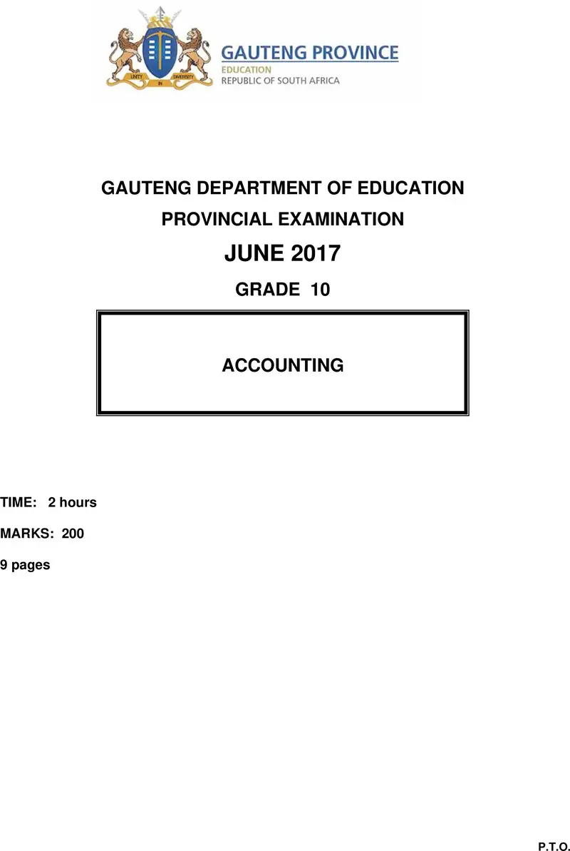 Grade 10 Accounting past paper 2017 – grade 10 provincial exam accounting ng june 2017 qp