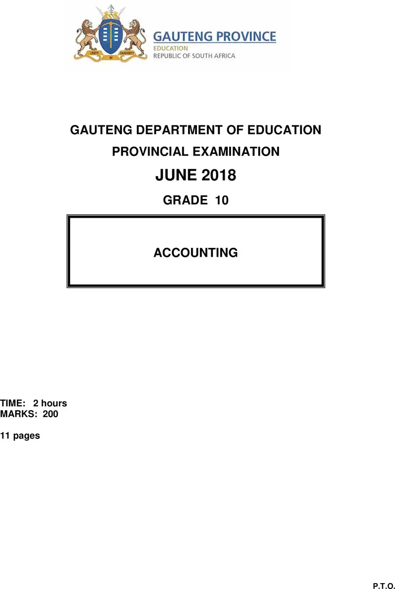 Grade 10 Accounting past paper 2018 – grade 10 provincial exam accounting ng june 2018 qp