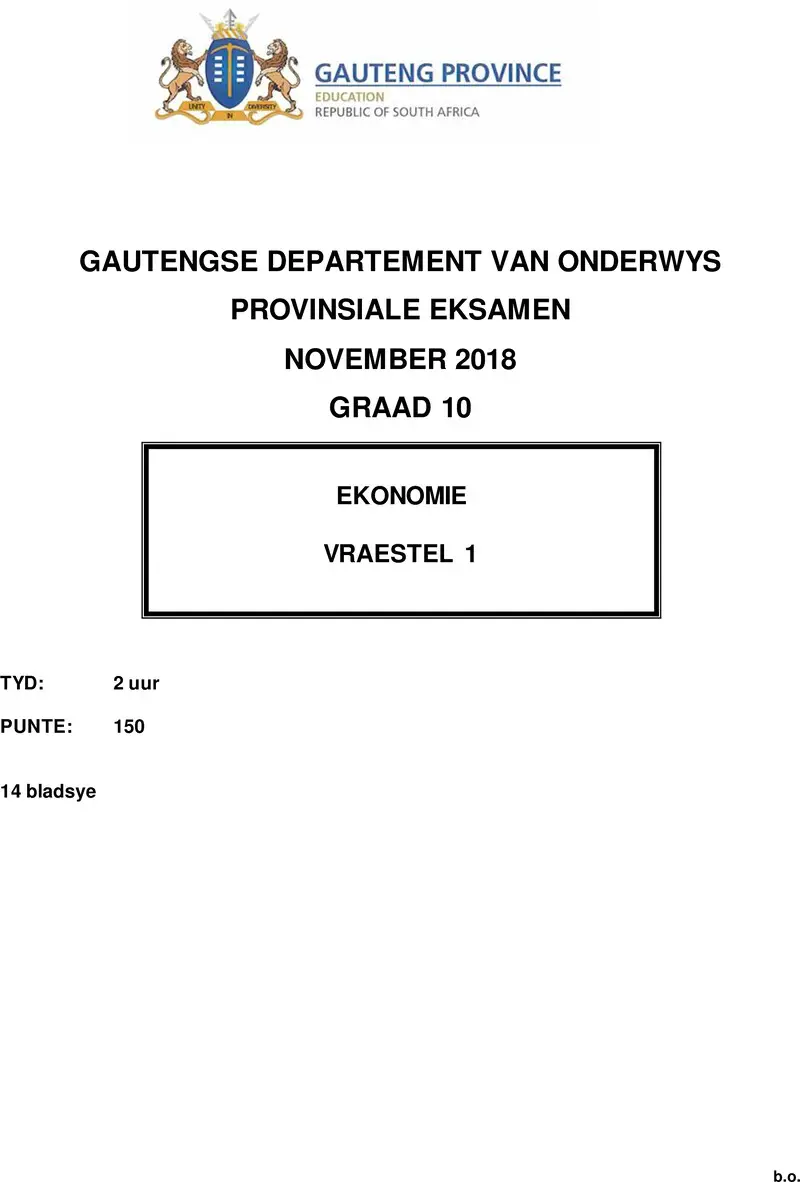 Grade 10 Economics past paper 2018 – grade 10 provincial exam economics p1 afr november 2018 qp