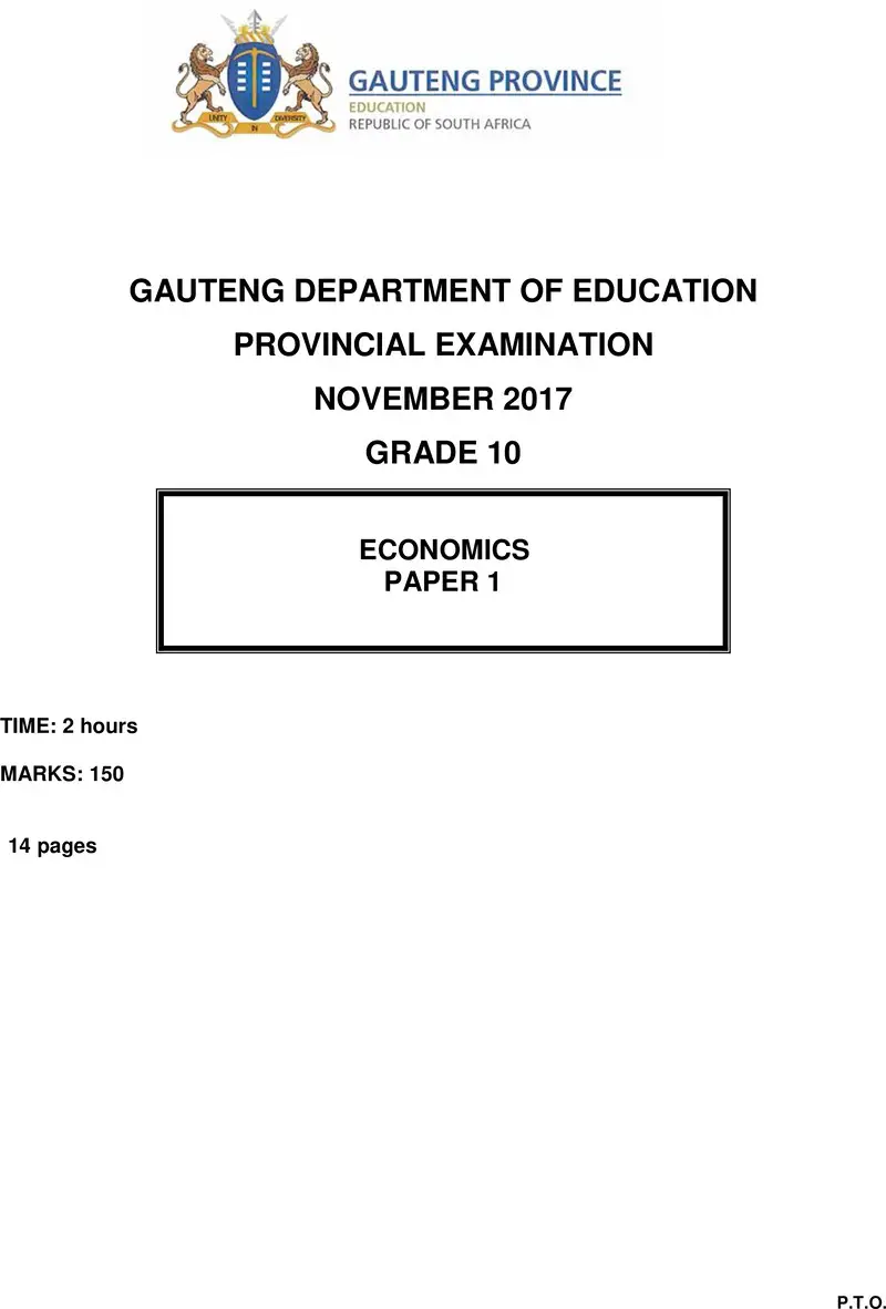 Grade 10 Economics past paper 2017 – grade 10 provincial exam economics p1 ng november 2017 qp