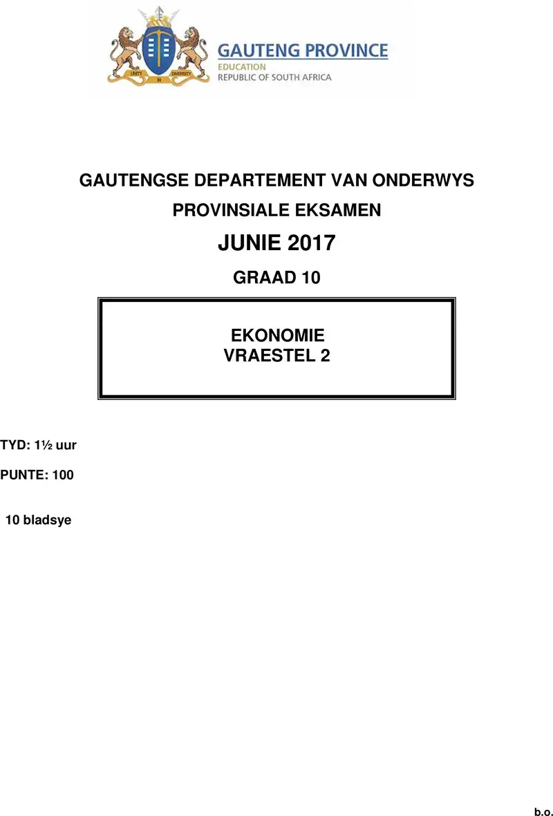 Grade 10 Economics past paper 2017 – grade 10 provincial exam economics p2 afr june 2017 qp