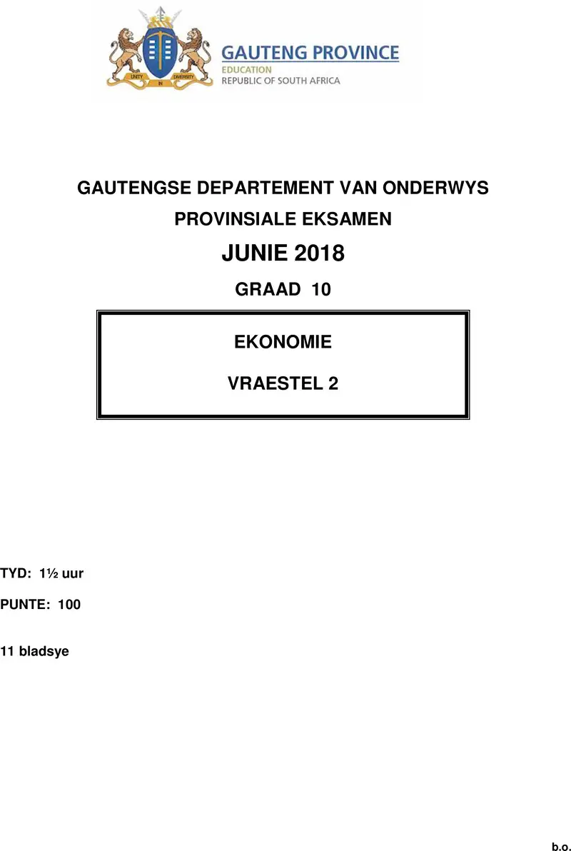 Grade 10 Economics past paper 2018 – grade 10 provincial exam economics p2 afr june 2018 qp