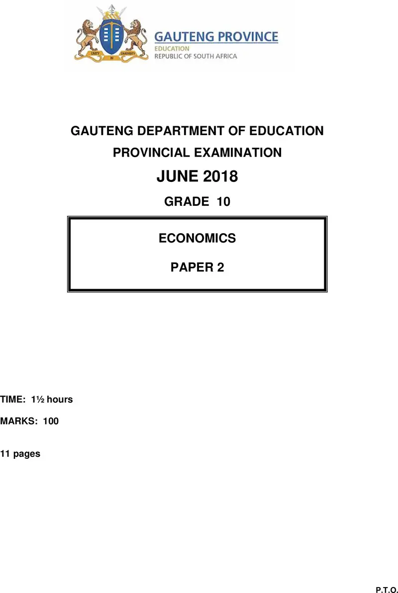Grade 10 Economics past paper 2018 – grade 10 provincial exam economics p2 ng june 2018 qp