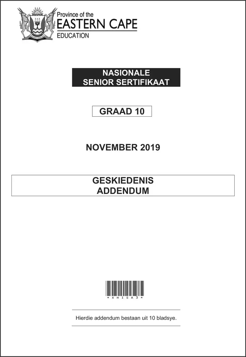 Grade 10 History past paper 2019 – grade 10 provincial exam history afr november 2019 addendum