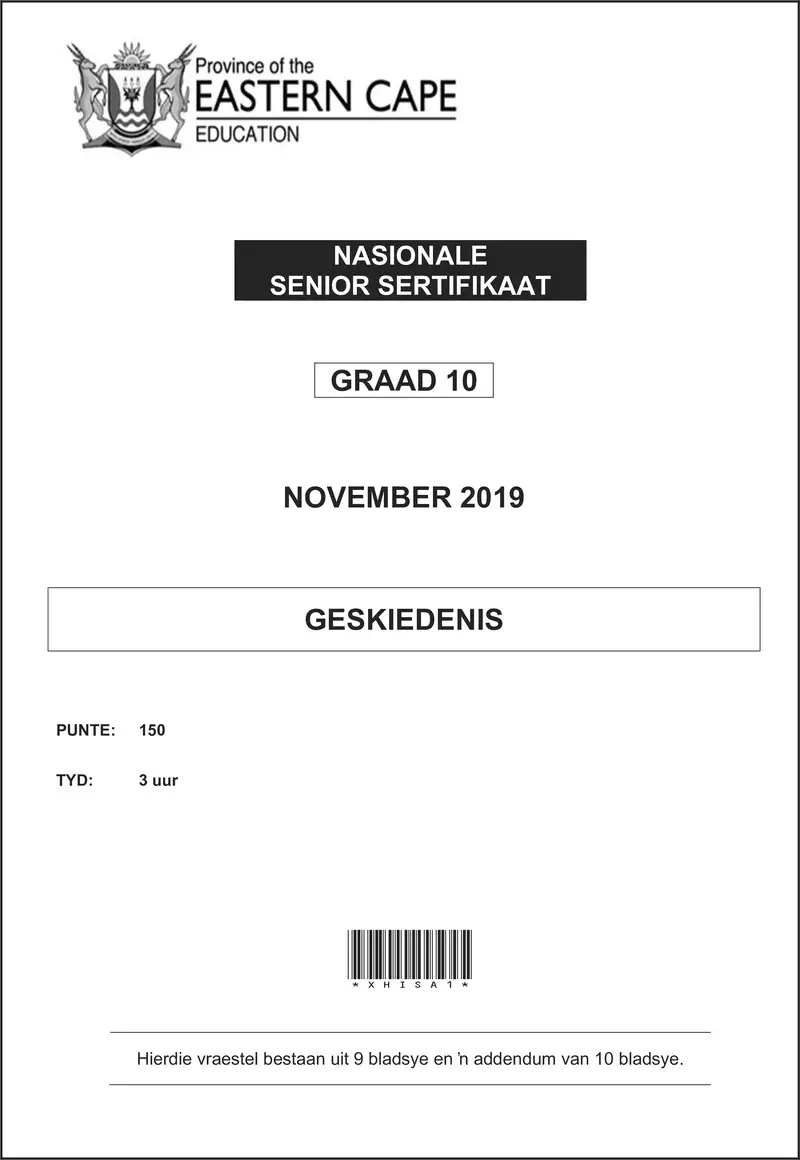 Grade 10 History past paper 2019 – grade 10 provincial exam history afr november 2019 qp