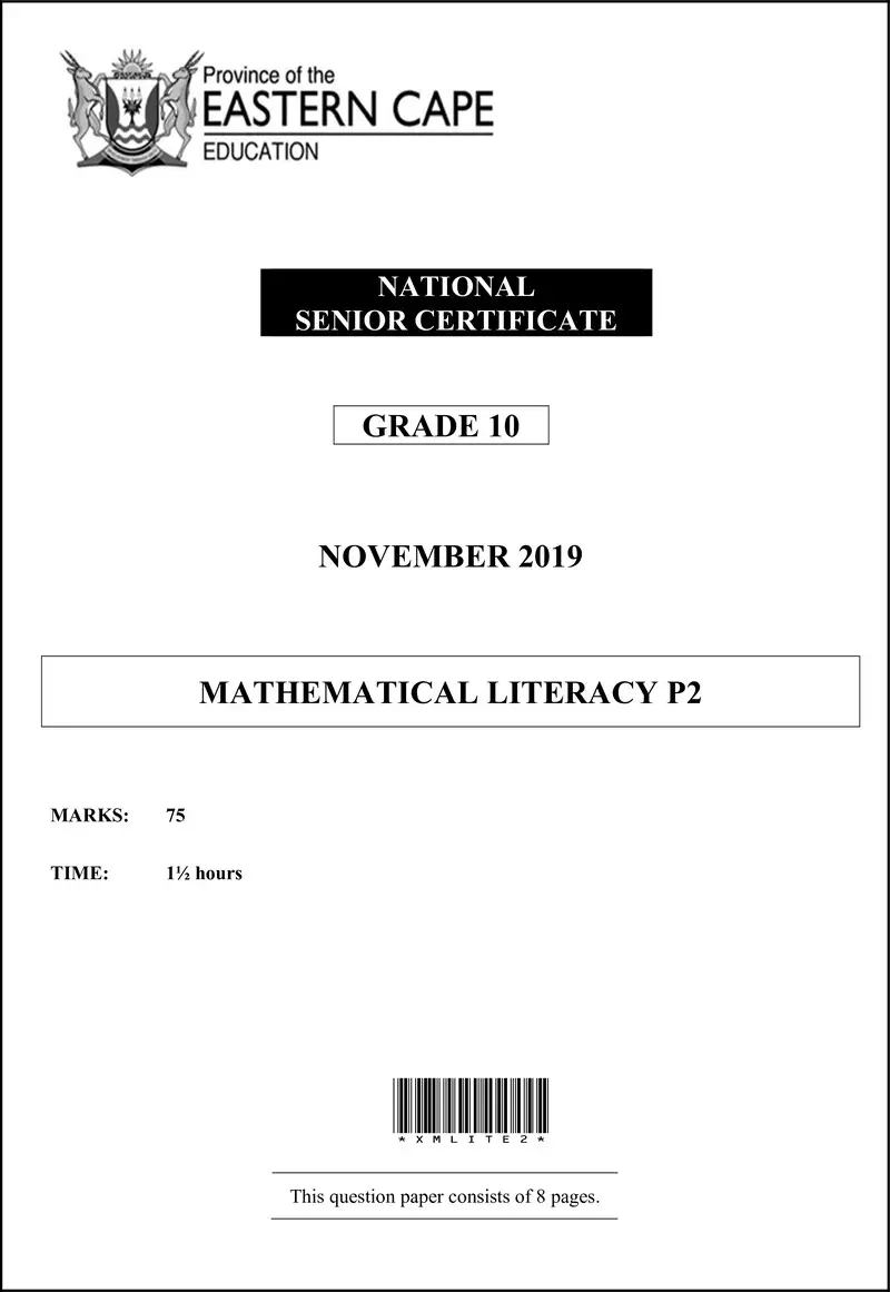 Grade 10 Mathematics past paper 2019 – grade 10 provincial exam mathematics literacy p2 ng november 2019 qp