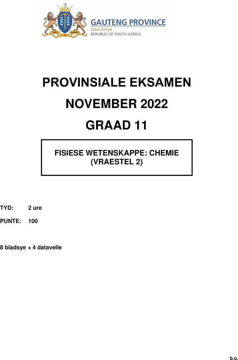 Grade 11 Physical Sciences past paper 2022 – grade 10 provincial exam physical sciences p2 afr november 2022 qp