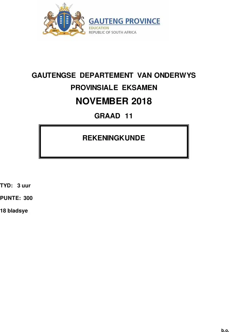 Grade 11 Accounting past paper 2018 – grade 11 accounting provincial exam afr november 2018 qp