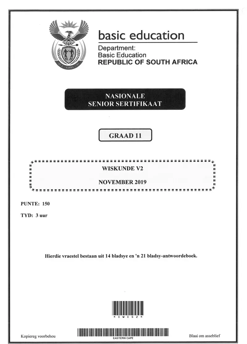 Grade 11 Mathematics past paper 2019 – grade 11 mathematics p2 afr november 2019 qp