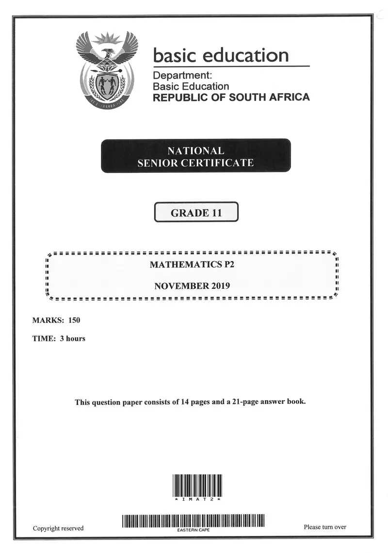 Grade 11 Mathematics past paper 2019 – grade 11 mathematics p2 ng november 2019 qp