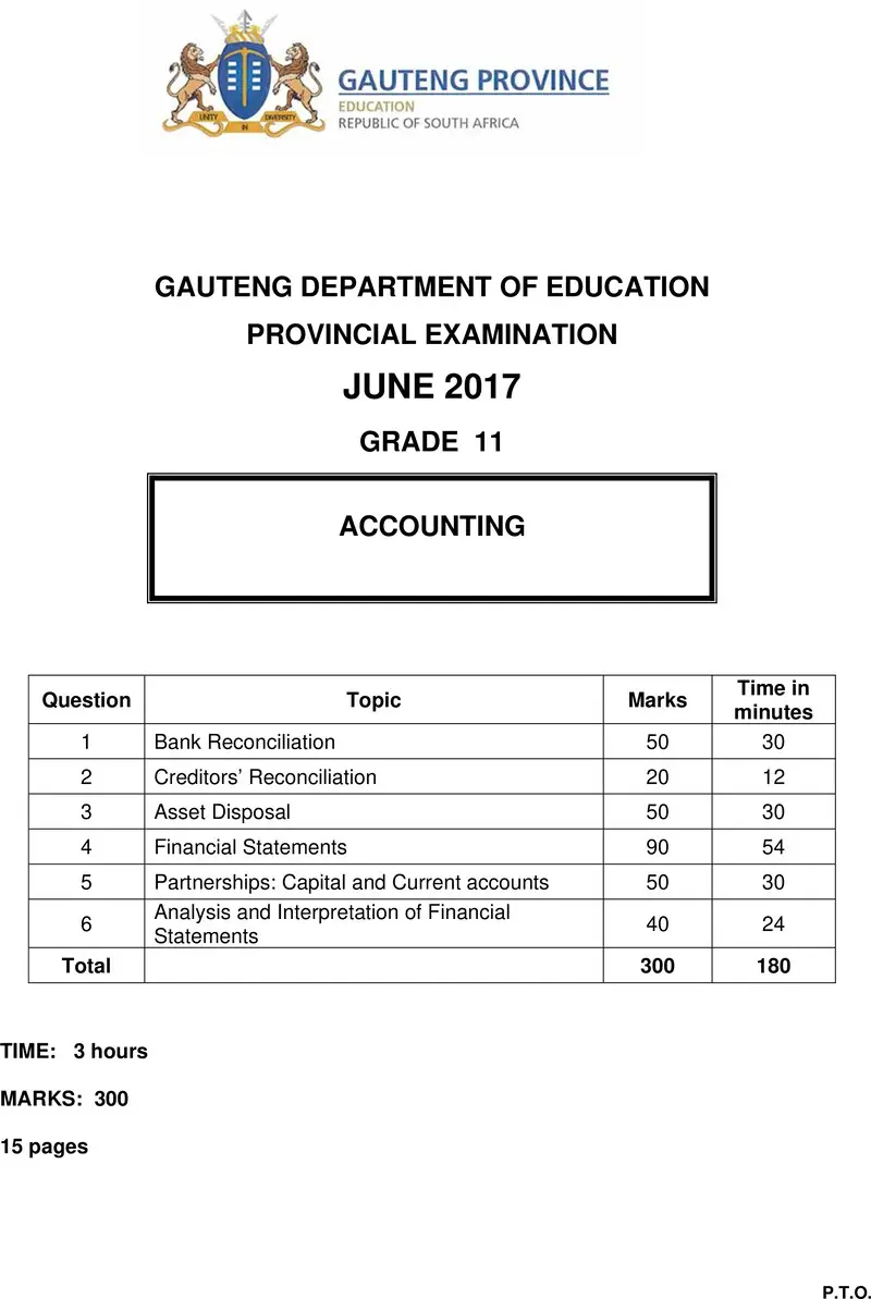 Grade 11 Accounting past paper 2017 – grade 11 provincial exam accounting june 2017 qp