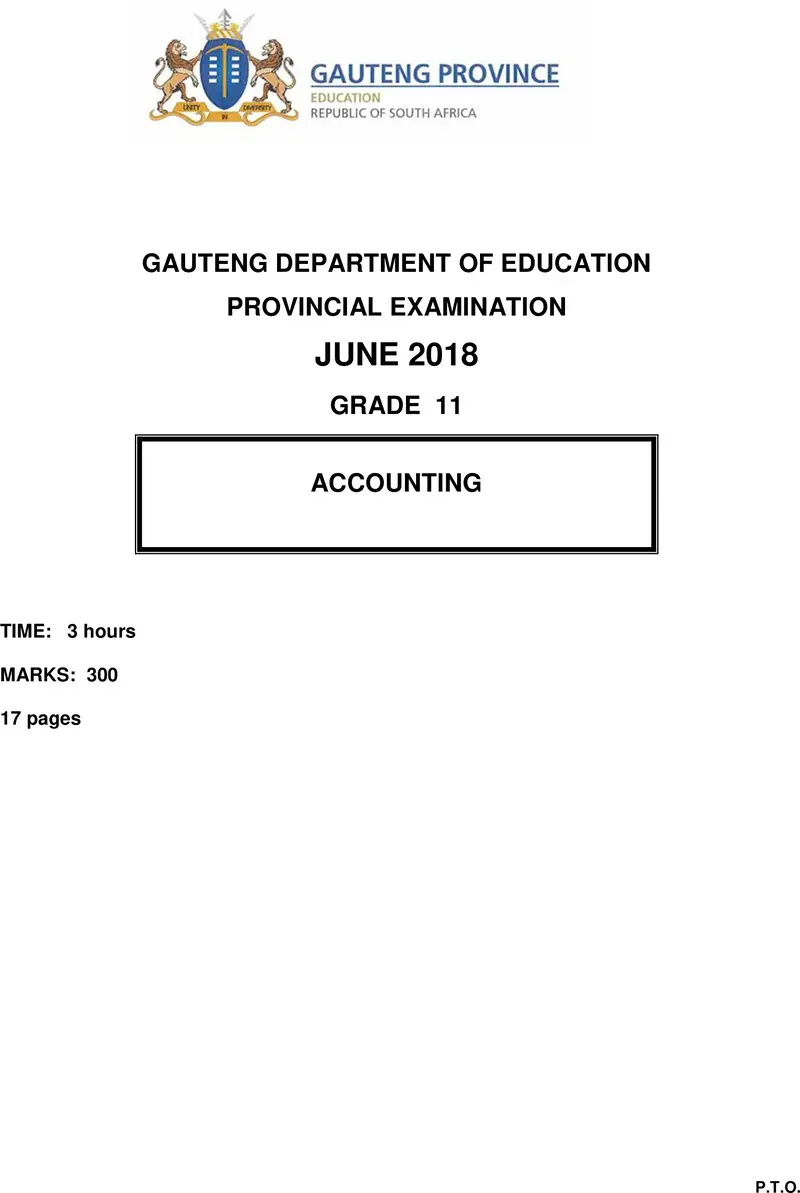 Grade 11 Accounting past paper 2018 – grade 11 provincial exam accounting june 2018 qp