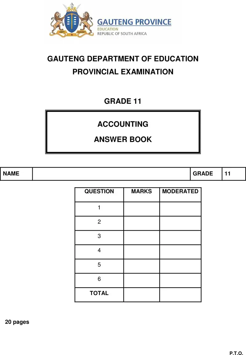 Grade 11 Accounting past paper 2017 – grade 11 provincial exam accounting november 2017 qp answer book