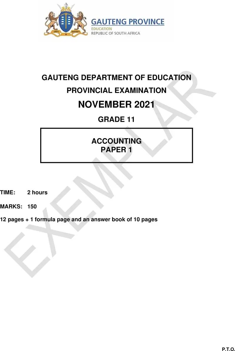 Grade 11 Accounting past paper 2021 – grade 11 provincial exam accounting p1 ng november 2021 qp