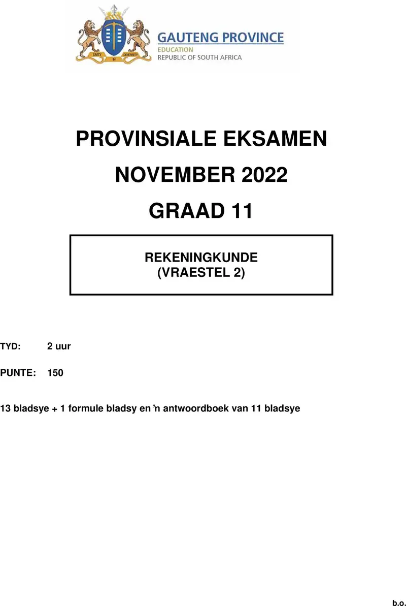Grade 11 Accounting past paper 2022 – grade 11 provincial exam accounting p2 afr november 2022 qp