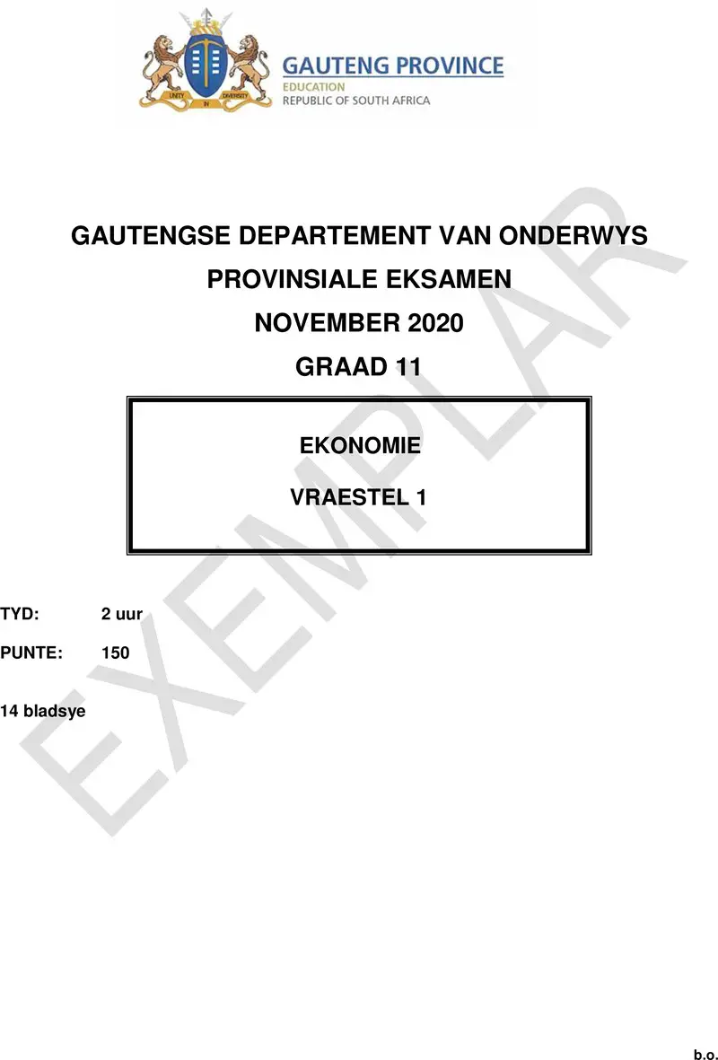 Grade 11 Economics past paper 2020 – grade 11 provincial exam economics p1 afr 2020 exemplars qp