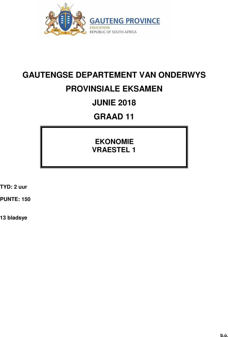 Grade 11 Economics past paper 2018 – grade 11 provincial exam economics p1 afr june 2018 qp