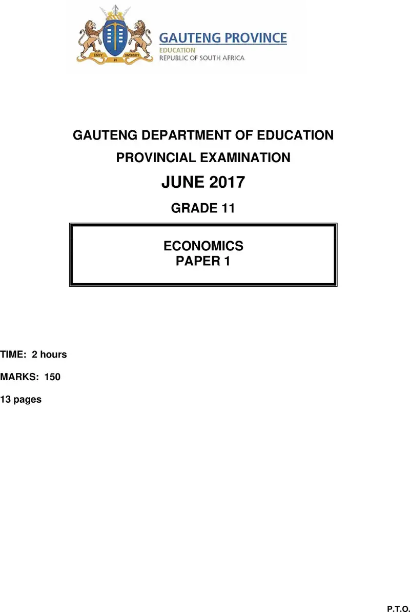 Grade 11 Economics past paper 2017 – grade 11 provincial exam economics p1 june 2017 qp