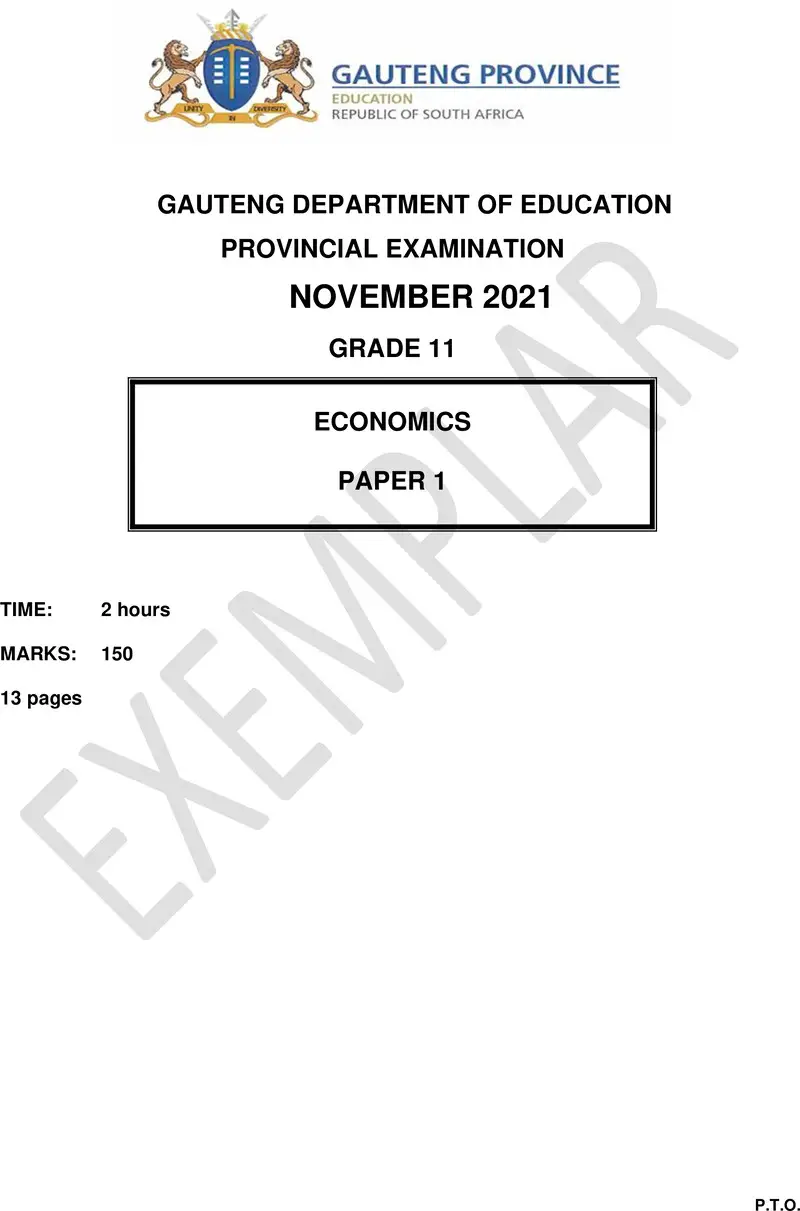 Grade 11 Economics past paper 2021 – grade 11 provincial exam economics p1 ng november 2021 qp